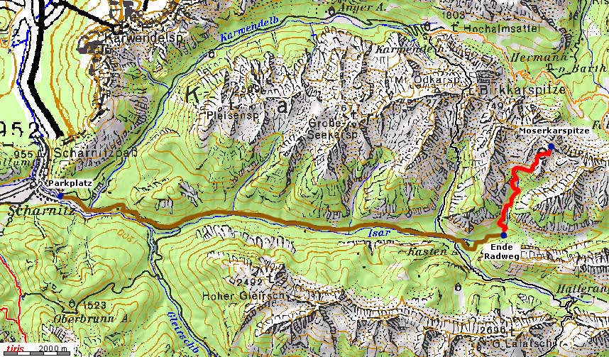Kartenausschnitt: Moserkarspitze