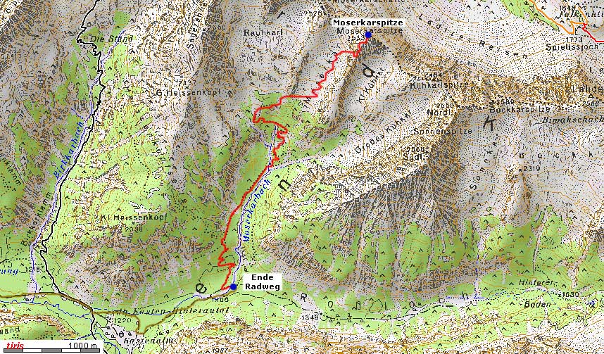 Kartenausschnitt: Moserkarspitze