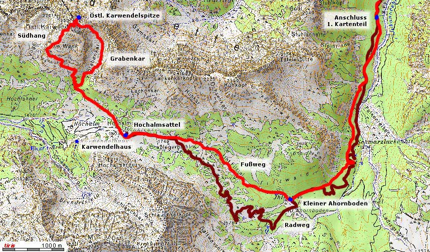 Kartenausschnitt: Östliche Karwendelspitze