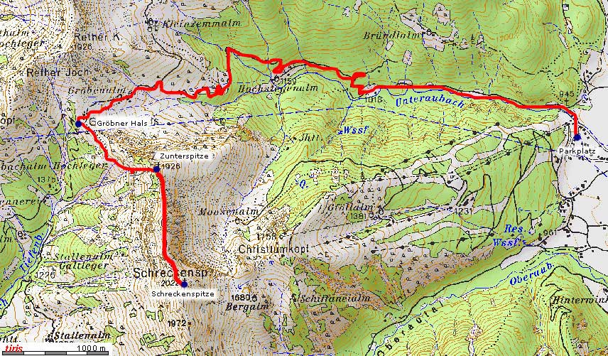 Kartenausschnitt: Schreckenspitze